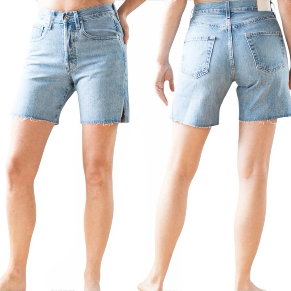 Edwin Denim Shorts Women's Blue High Waist 7 Inch Inseam Hem Casual Size‎ 25